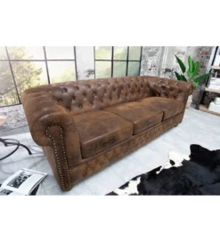 Sofa Chesterfield 205 cm antyczny brąz*Invicta Interior Outlet
