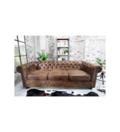 Sofa Chesterfield 205 cm antyczny brąz*Invicta Interior Outlet