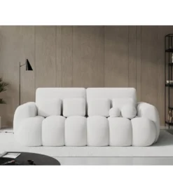 Sofa COTTONN 256 cm z funkcją spania biała tkanina paolli 01*ZDLINNEO Sale