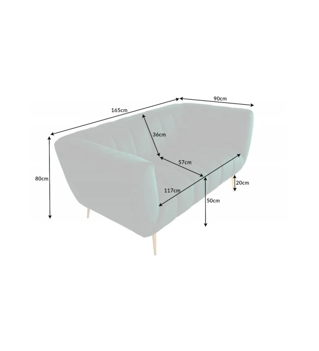 Sofa dwuosobowa Scarlett 165 cm szmaragdowo zielona*Invicta Interior Clearance