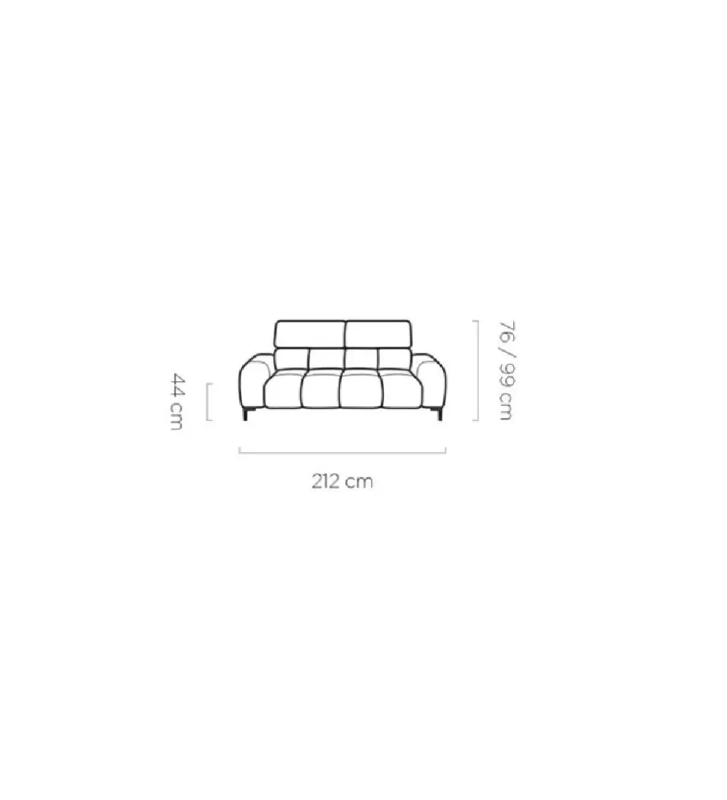 Sofa ELEKTRA Plaza 212 cm z regulowanymi zagłówkami*Wersal Discount