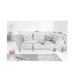 Sofa Euphoria 225 cm srebrno szara*Invicta Interior New