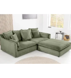 Sofa HEAVEN 200 cm cord zielony*Invicta Interior New