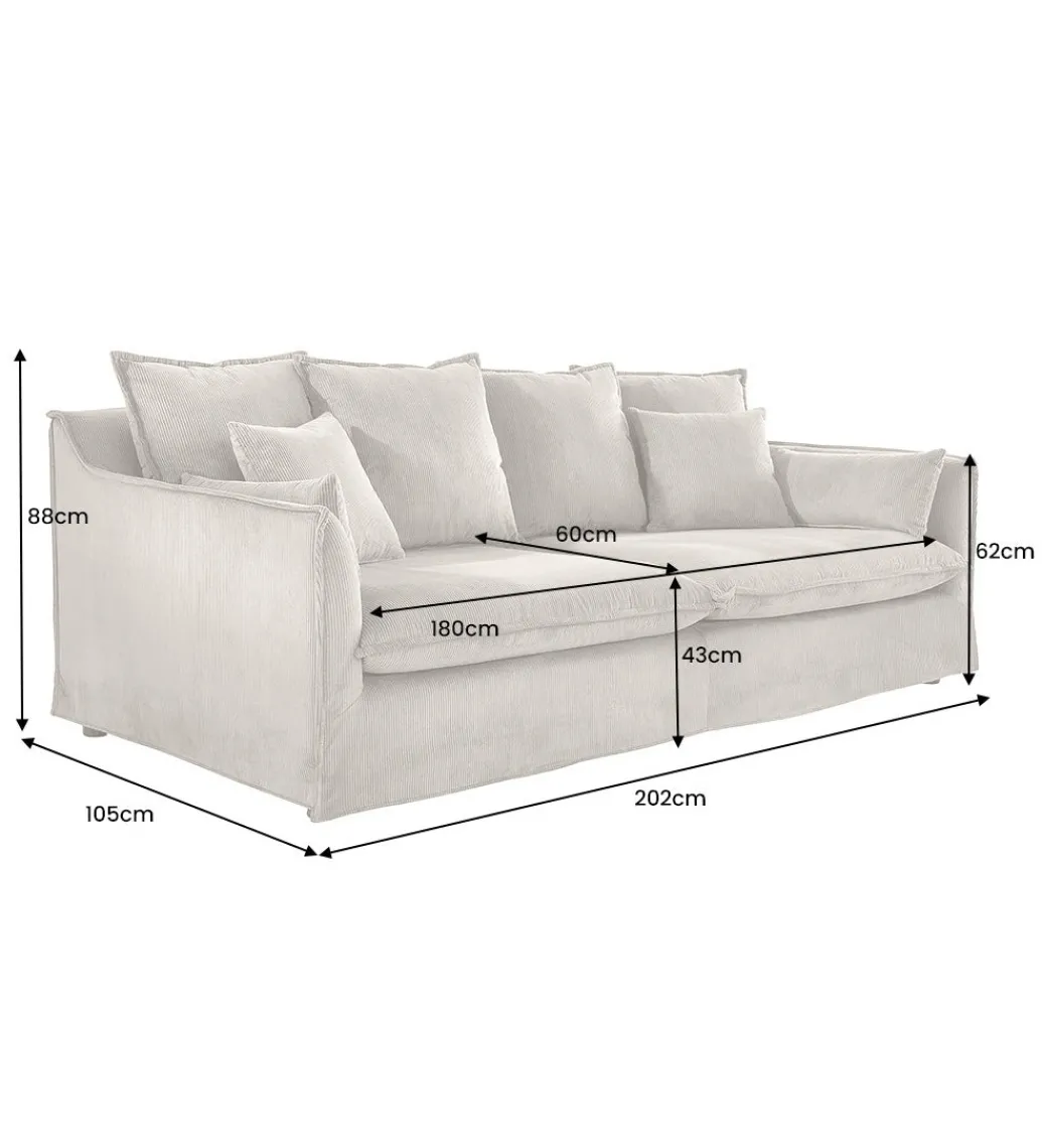 Sofa HEAVEN 200 cm cord zielony*Invicta Interior New
