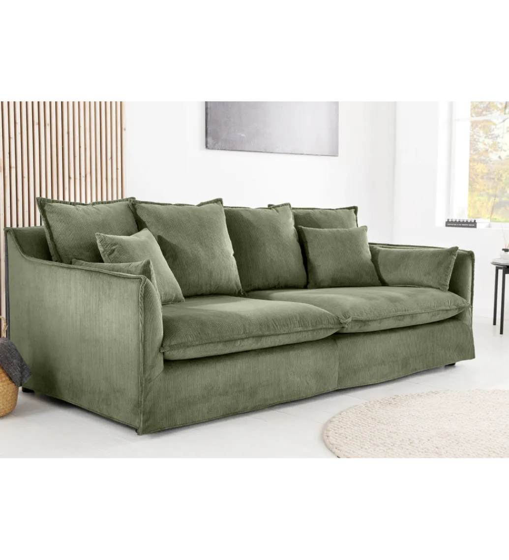 Sofa HEAVEN 200 cm cord zielony*Invicta Interior New