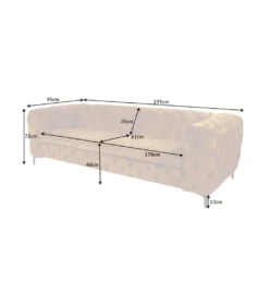 Sofa MODERN BAROCK 240 cm antyczny brąz*Invicta Interior Clearance