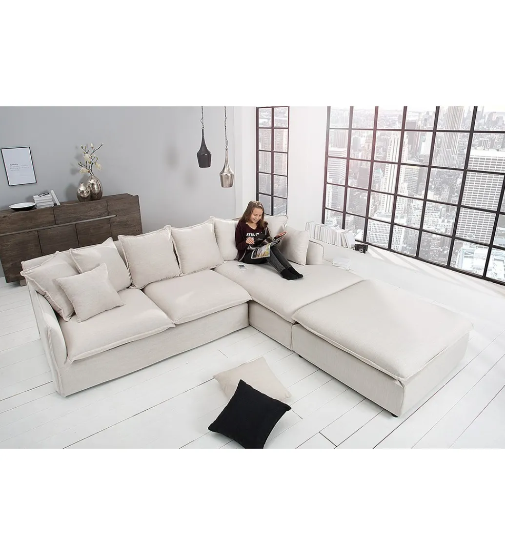 Sofa Narożna HEAVENLY Heaven 255 Cm naturalny len*Invicta Interior Clearance