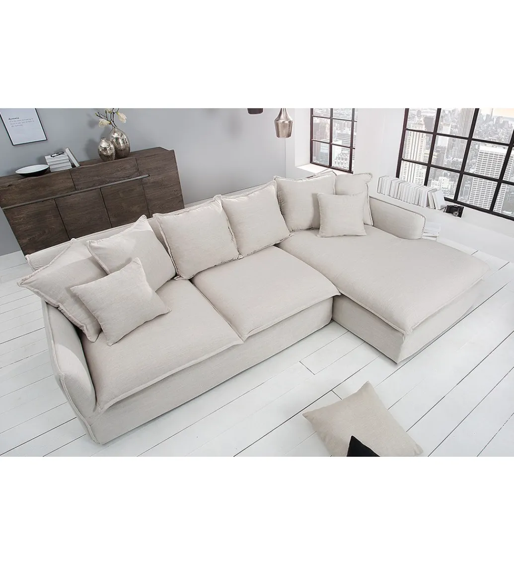 Sofa Narożna HEAVENLY Heaven 255 Cm naturalny len*Invicta Interior Clearance