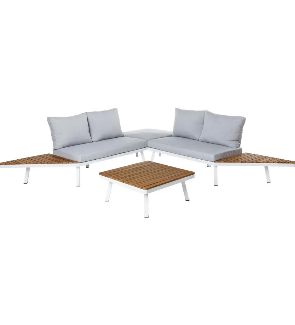 Sofa ogrodowa SASKIA 260 cm drewno akacja nogi białe*Zona-Design Clearance