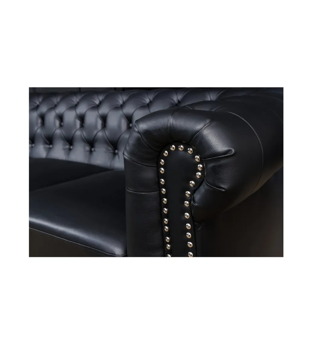 Sofa RONNI Chesterfield 205 cm czarna*Invicta Interior Outlet