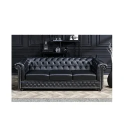 Sofa RONNI Chesterfield 205 cm czarna*Invicta Interior Outlet