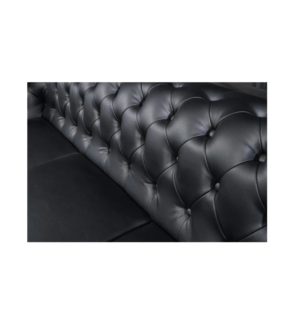 Sofa RONNI Chesterfield 205 cm czarna*Invicta Interior Outlet