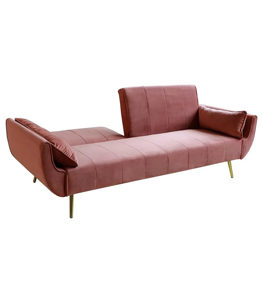 Sofa rozkładana BELLA 215 cm różany aksamit Puella*Invicta Interior Best