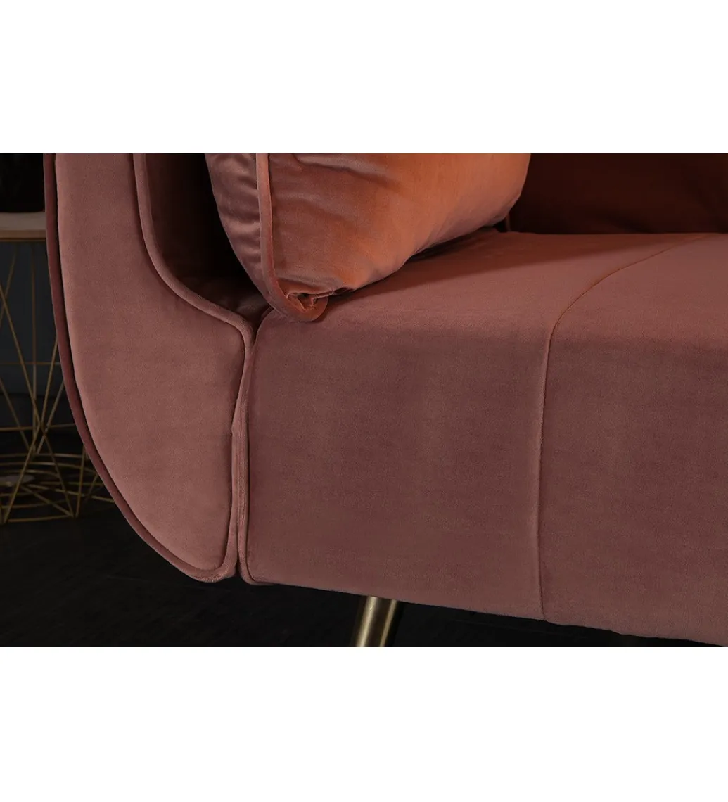 Sofa rozkładana BELLA 215 cm różany aksamit Puella*Invicta Interior Best