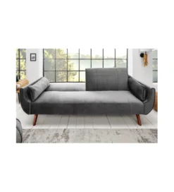 Sofa rozkładana BELLA 215 cm srebrno szary aksamit Puella*Invicta Interior