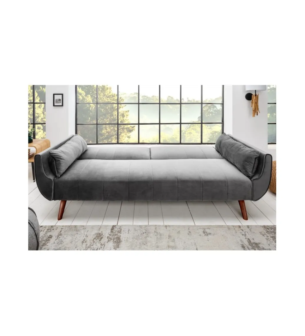 Sofa rozkładana BELLA 215 cm srebrno szary aksamit Puella*Invicta Interior