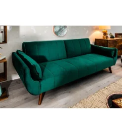 Sofa rozkładana BELLA 215 cm zielony aksamit Puella*Invicta Interior Sale
