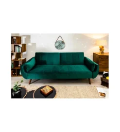 Sofa rozkładana BELLA 215 cm zielony aksamit Puella*Invicta Interior Sale
