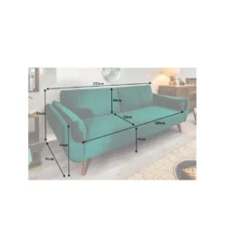 Sofa rozkładana BELLA 215 cm zielony aksamit Puella*Invicta Interior Sale