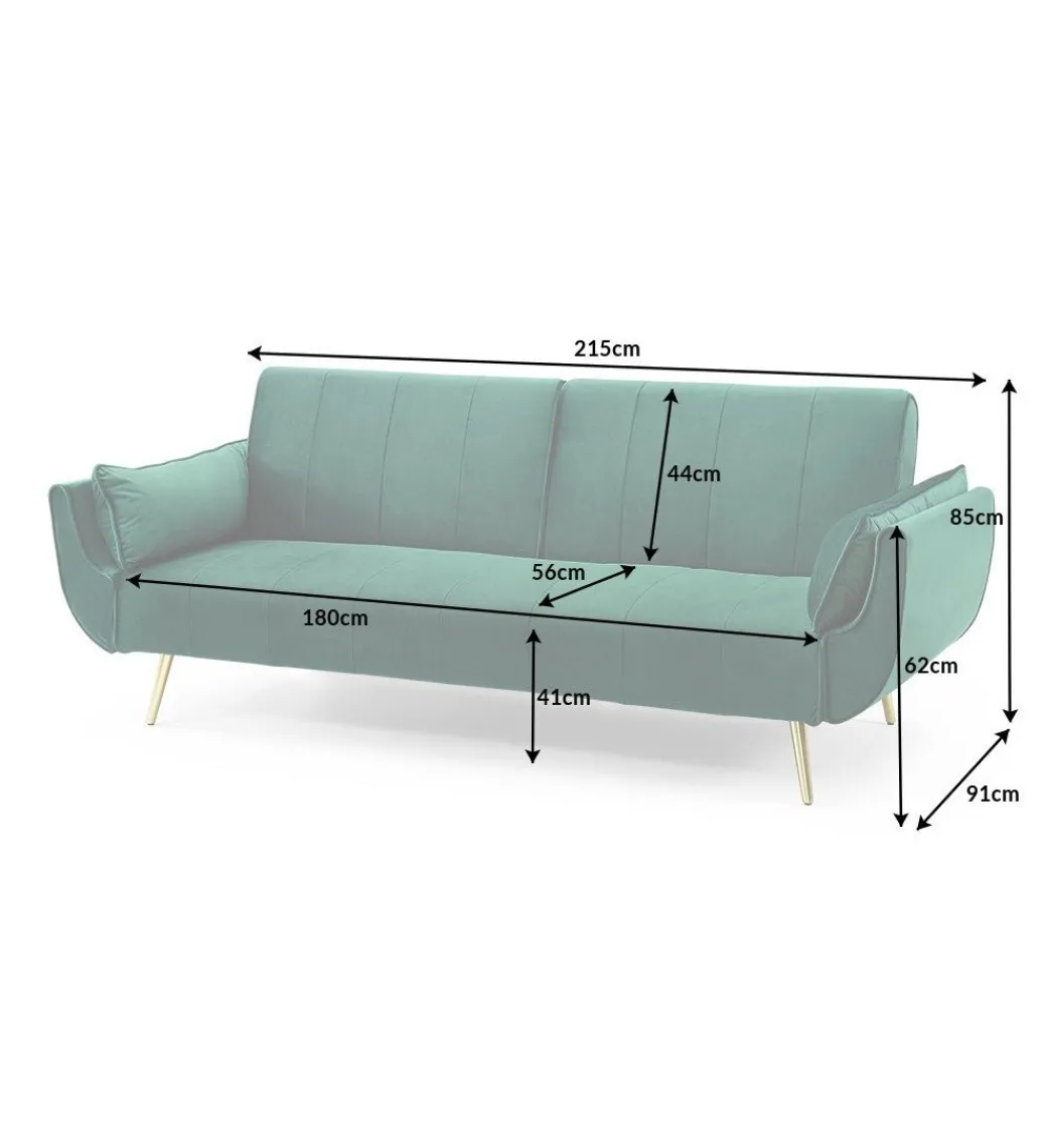 Sofa rozkładana BELLA II 215 cm zielony aksamit Puella*Invicta Interior Discount
