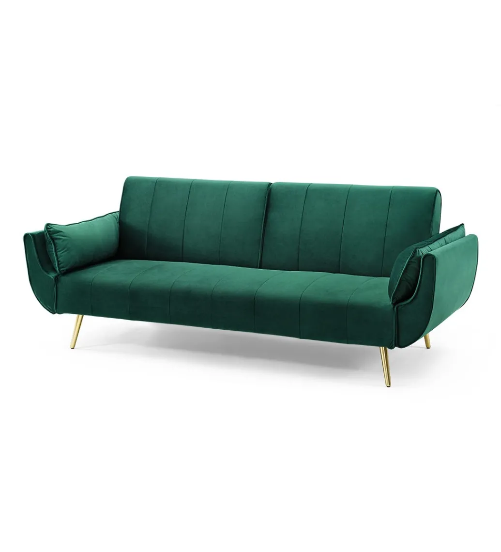 Sofa rozkładana BELLA II 215 cm zielony aksamit Puella*Invicta Interior Discount