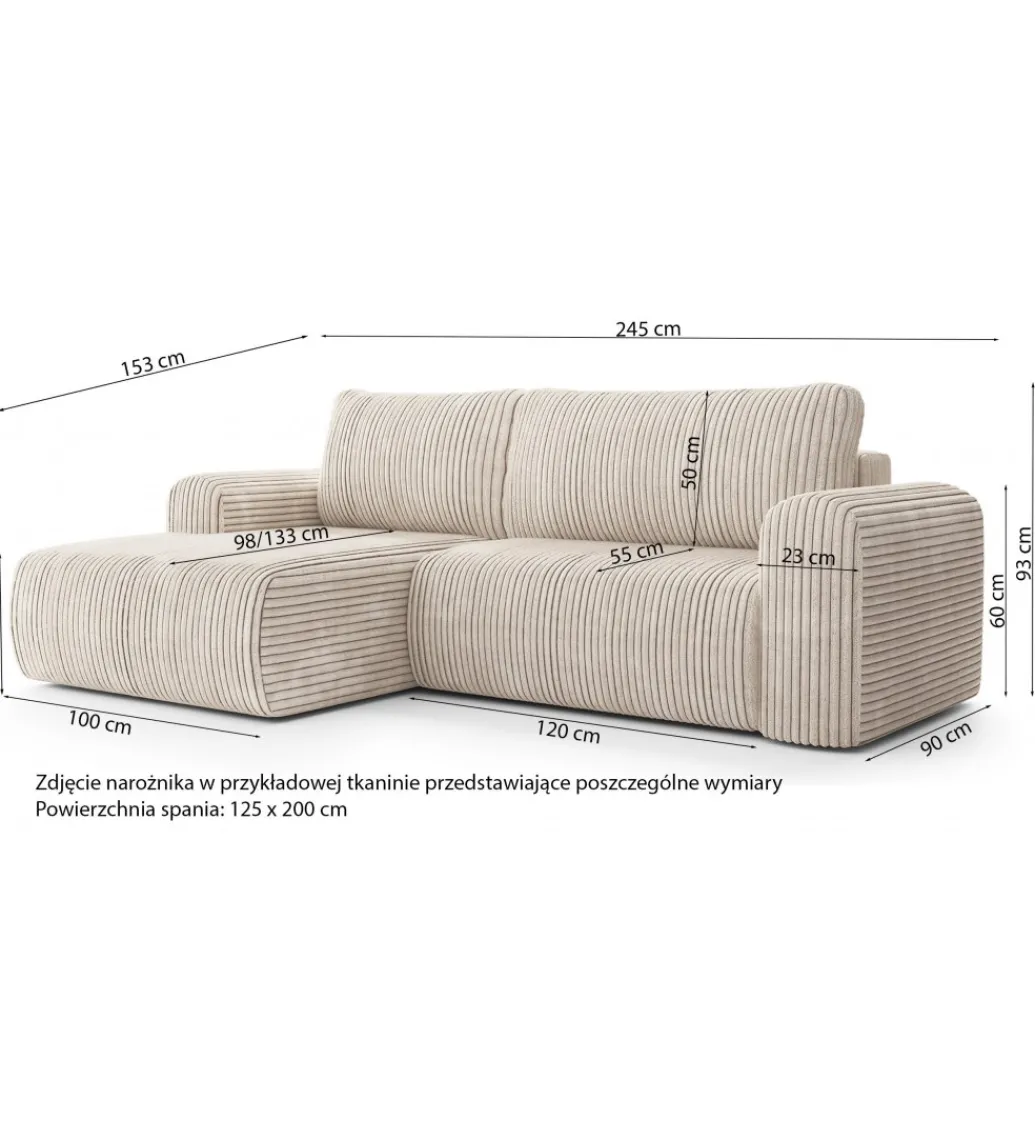 Sofa rozkładana KIOTO 245 cm z funkcją spania*ZDDESIGN Clearance