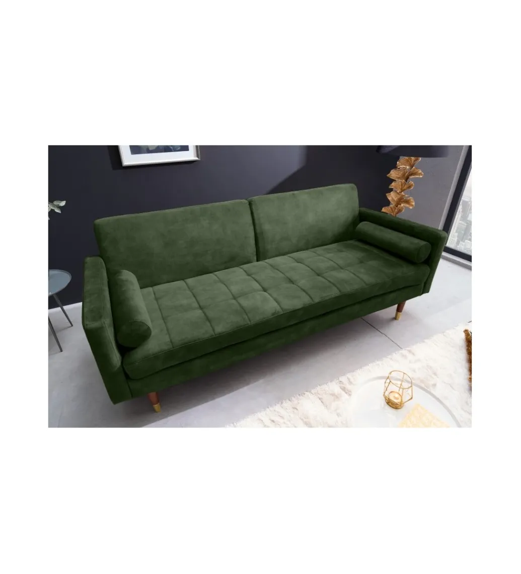 Sofa rozkładana MANILLA 196 cm ciemnozielona*Invicta Interior - przedsprzedaż New