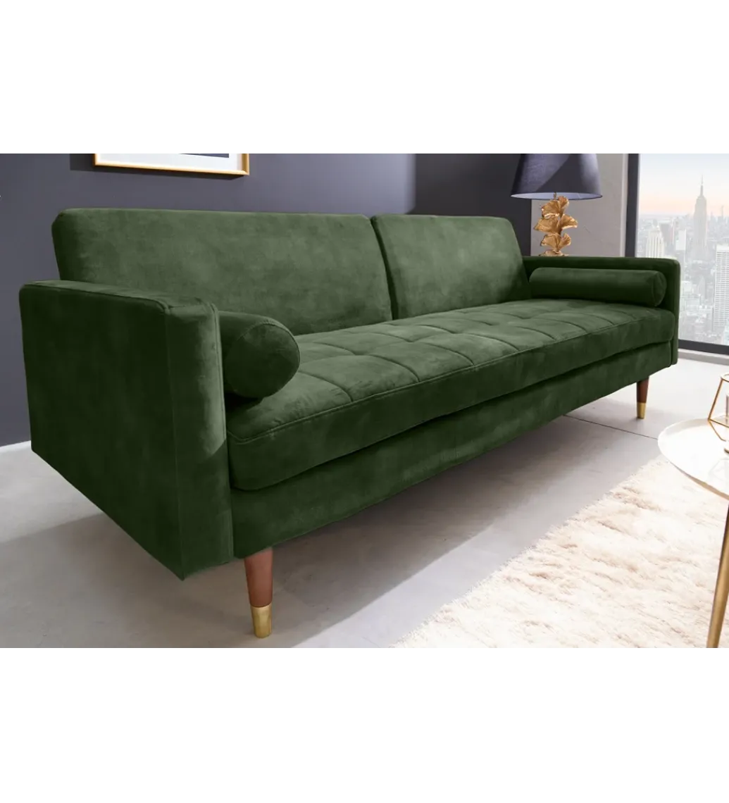 Sofa rozkładana MANILLA 196 cm ciemnozielona*Invicta Interior - przedsprzedaż New