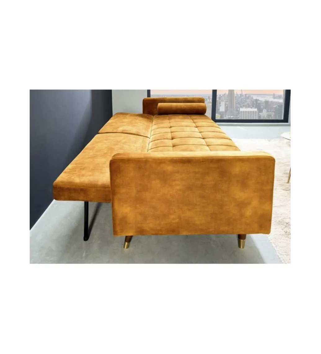 Sofa rozkładana MANILLA 196 cm musztardowo-żółta*Invicta Interior - przedsprzedaż Sale