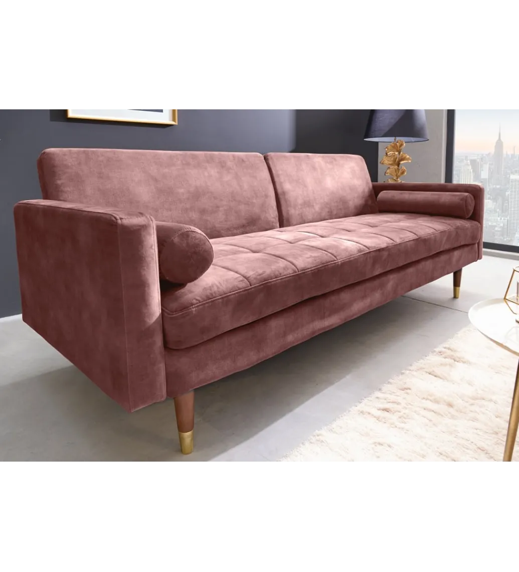 Sofa rozkładana MANILLA 196 cm różowa*Invicta Interior - przedsprzedaż