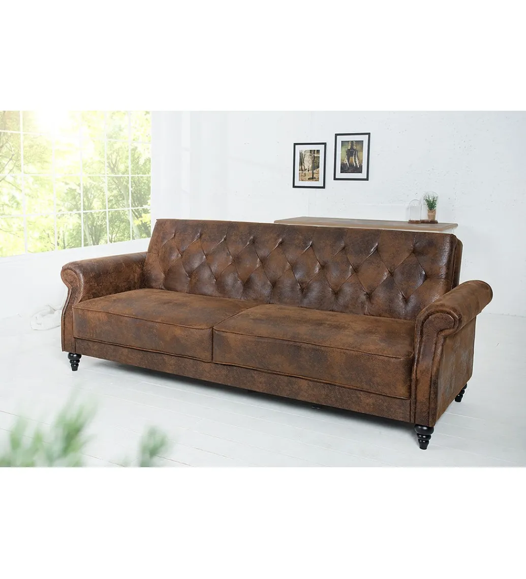 Sofa rozkładana RAYAN 220 cm antyczny brąz*Invicta Interior New