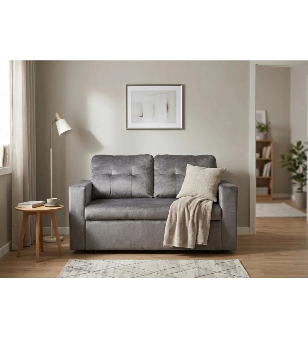 Sofa SMART 140 cm z funkcją spania welwet szary*Invicta Interior - przedsprzedaż Sale