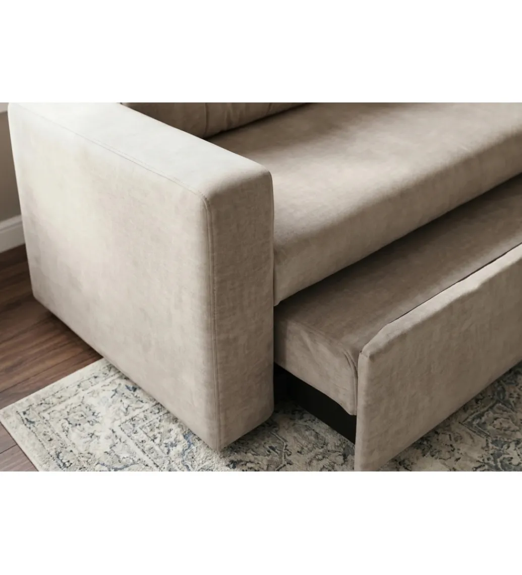 Sofa SMART 140 cm z funkcją spania welwet chmpagne beżowa*Invicta Interior - przedsprzedaż Best