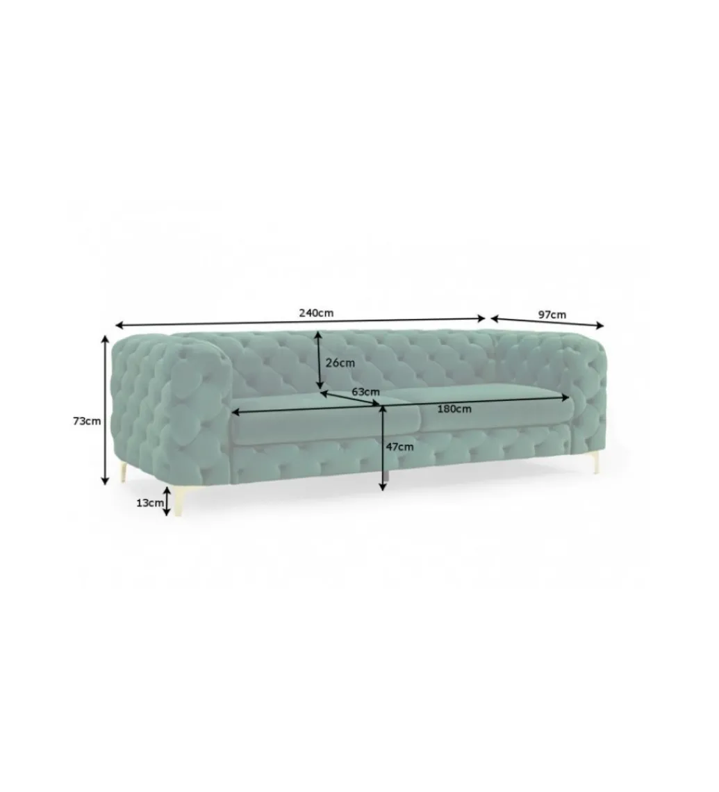 Sofa SOFIJA 240 cm szmaragdowa zieleń*Invicta Interior Best