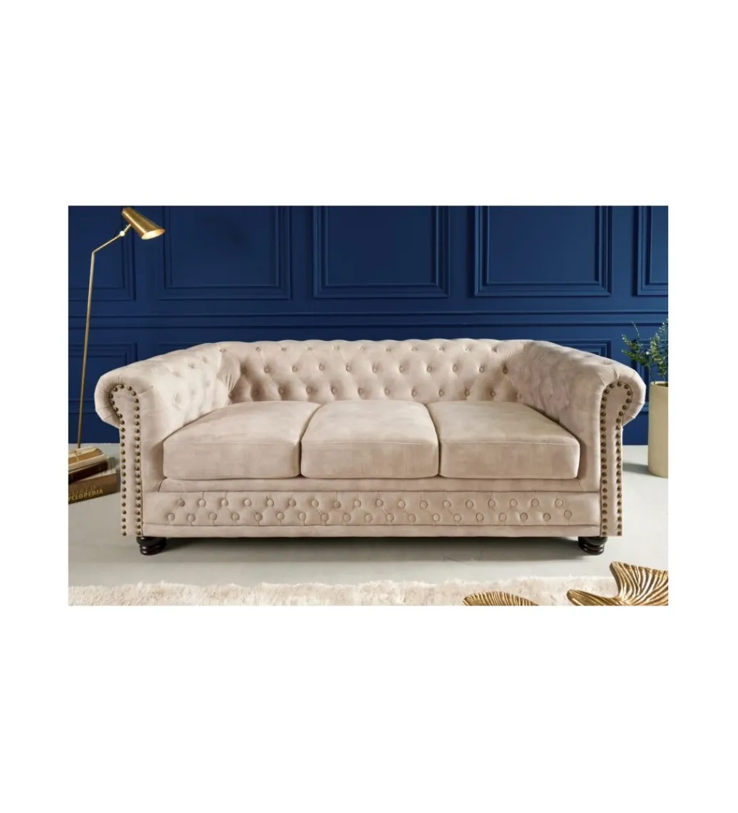 Sofa trzyosobowa ROCHESTER Chesterfield 200 cm beżowa*Invicta Interior Hot