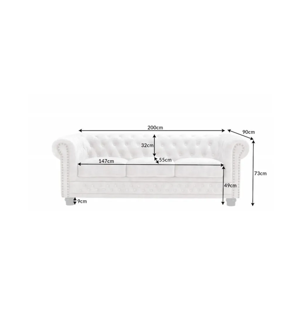 Sofa trzyosobowa ROCHESTER Chesterfield 200 cm beżowa*Invicta Interior Hot