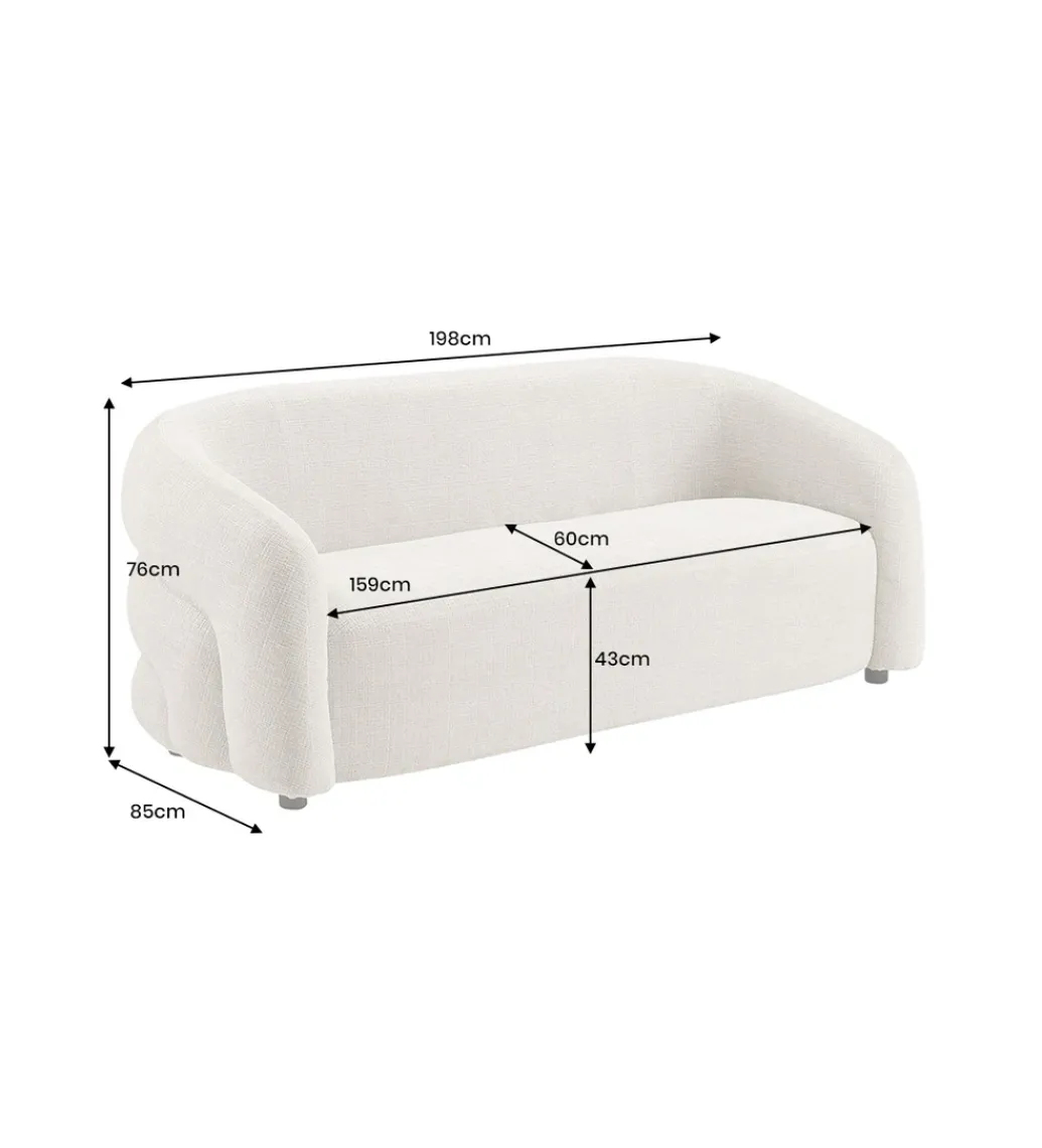 Sofa VOQUE 200 cm chenille beżowa*Invicta Interior Online
