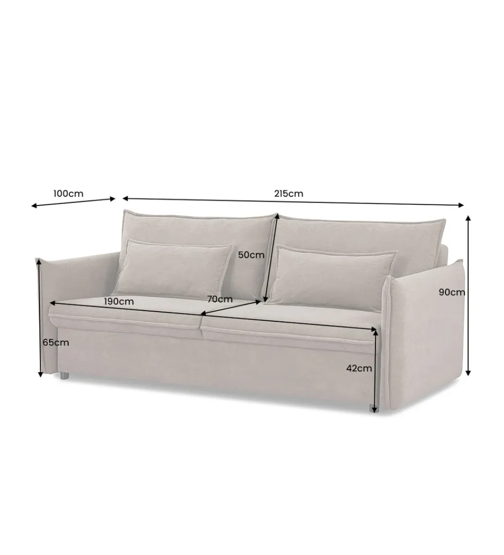 Sofa z funkcją spania APARTMENT 215 cm szara*Invicta Interior Best