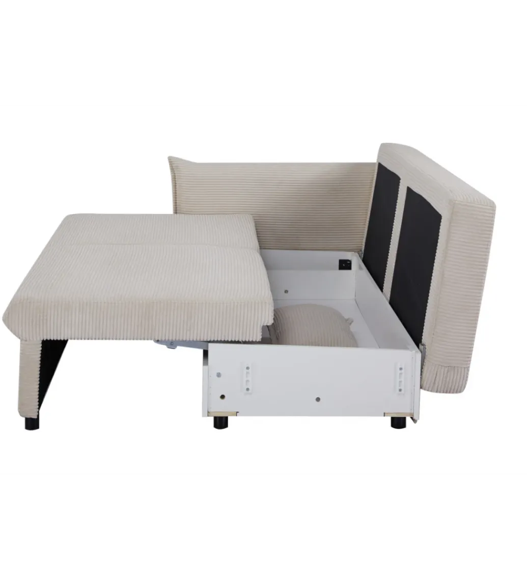 Sofa z funkcją spania APARTMENT 215 cm cord beżowy*Invicta Interior Outlet