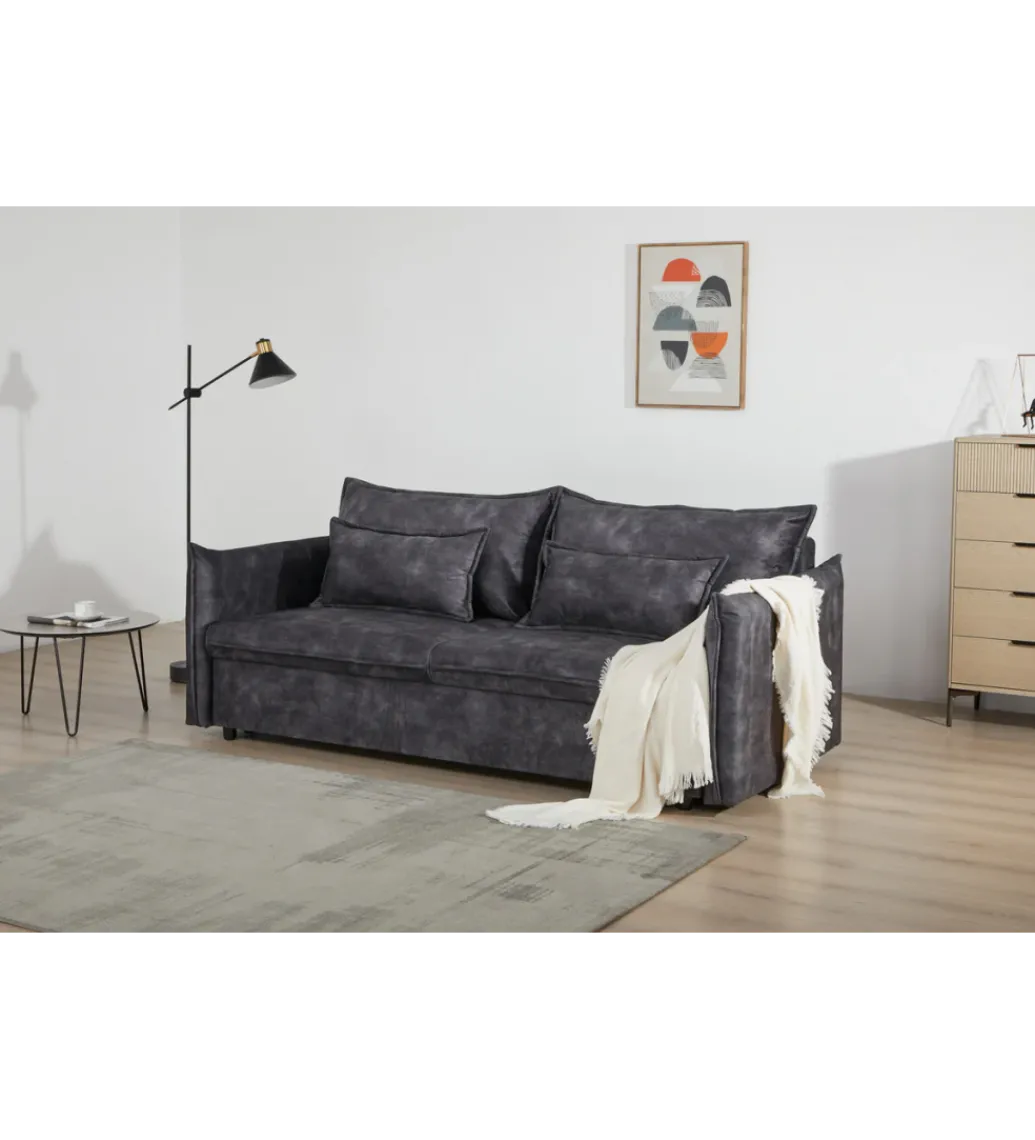 Sofa z funkcją spania APARTMENT 215 cm welur szara*Invicta Interior Best