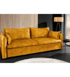 Sofa z funkcją spania APARTMENT 215 cm welur musztardowa*Invicta Interior Discount