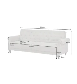 Sofa z funkcją spania MAISON BELLE AFFAIRE 220 cm boucle beżowe*Invicta Interior Hot