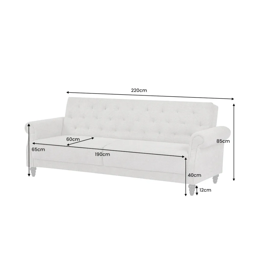 Sofa z funkcją spania MAISON BELLE AFFAIRE 220 cm boucle beżowe*Invicta Interior Hot