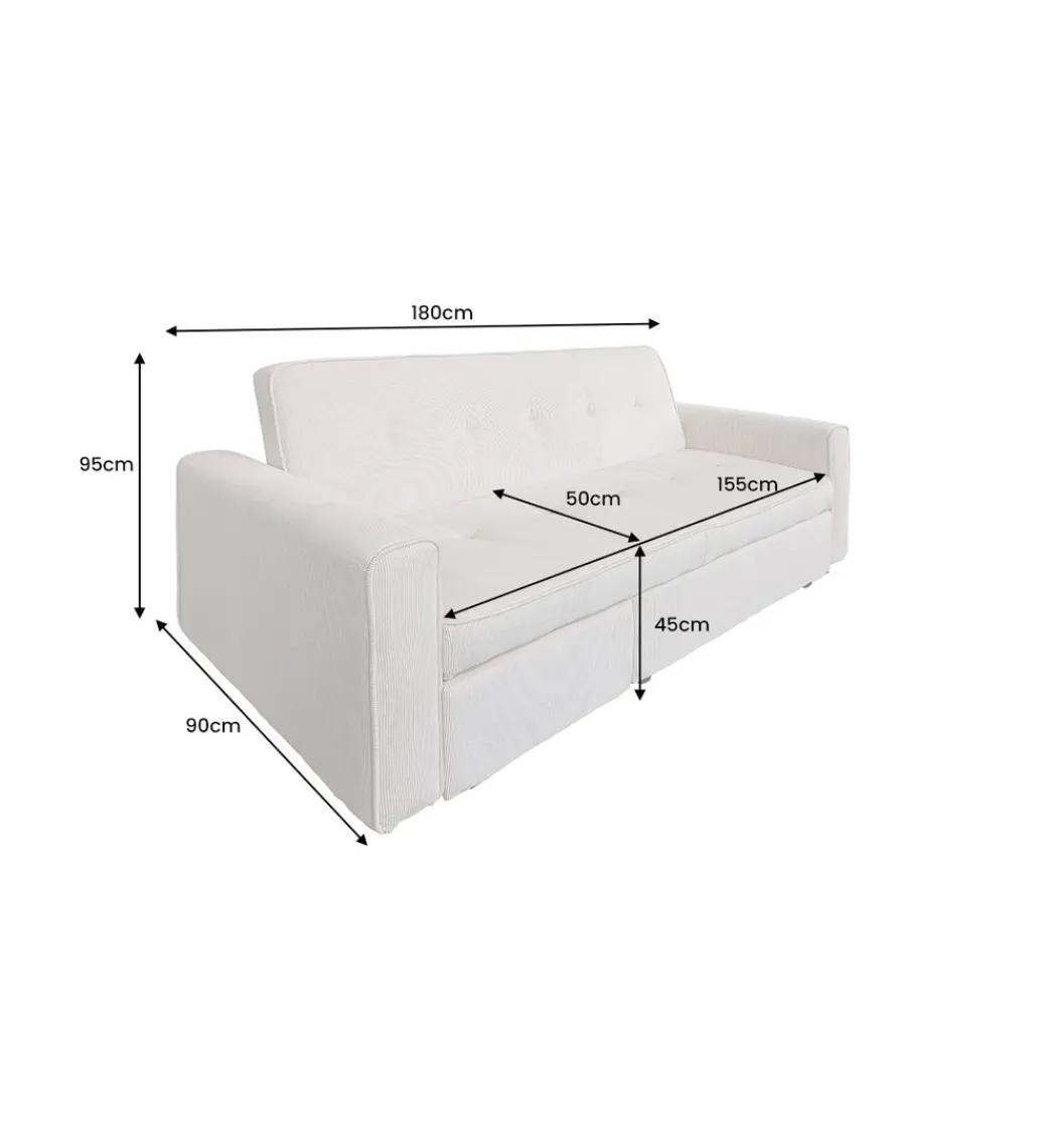 Sofa z funkcją spania SMART 180 cm cord beżowy*Invicta Interior - przedsprzedaż Hot