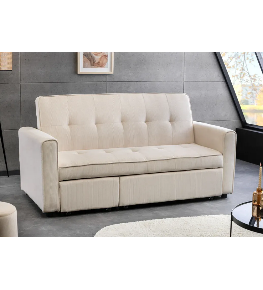 Sofa z funkcją spania SMART 180 cm cord beżowy*Invicta Interior - przedsprzedaż Hot