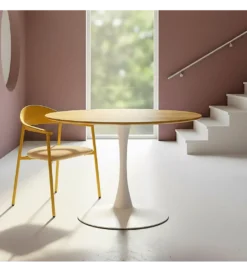 Stół AGARA 100 cm biały naturalny blat*Zona-Design New