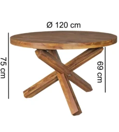 Stół ALAINS 120 cm drewno sheesham*WOHNLING, GERMANY Clearance