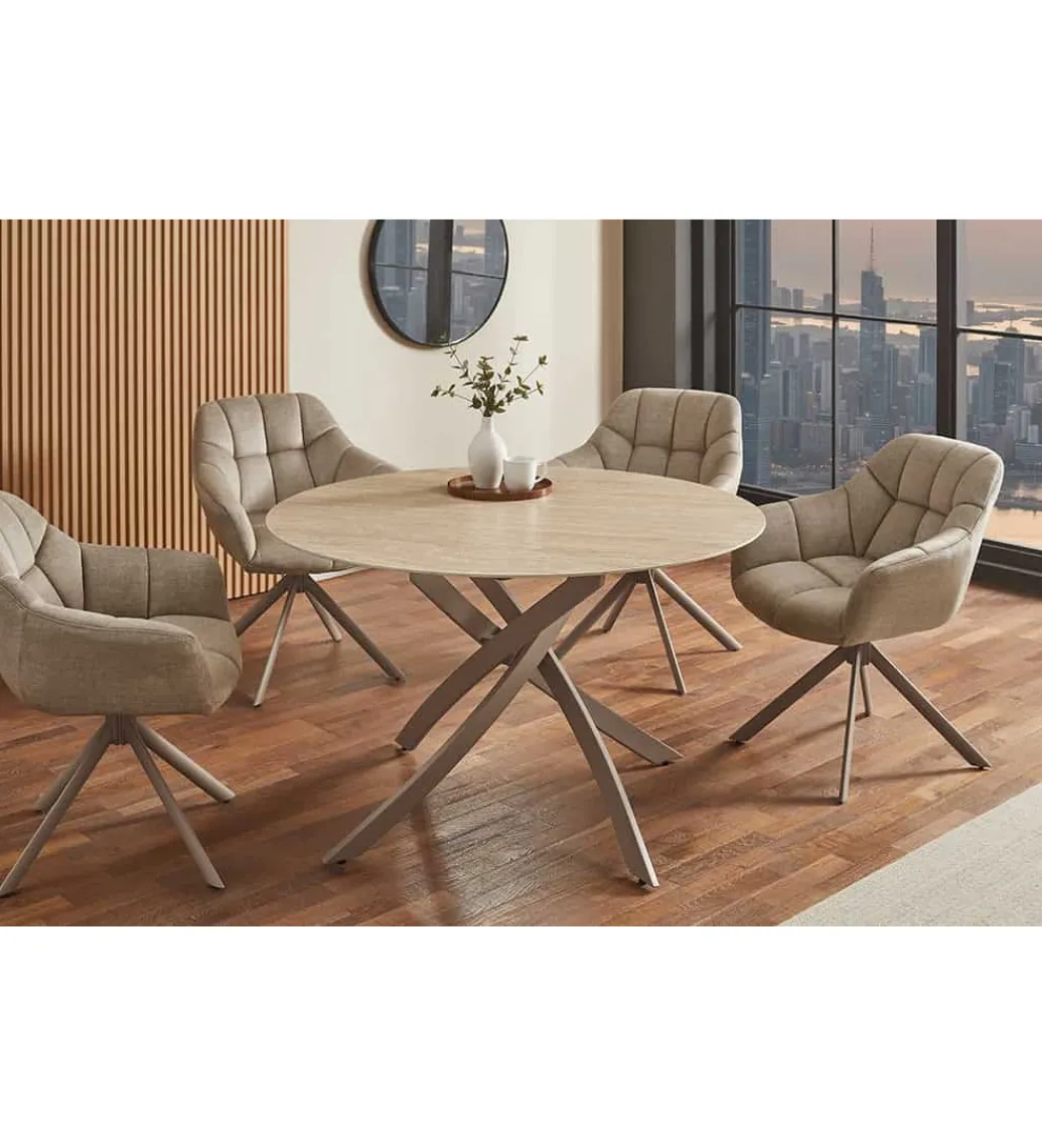 Stół ALPINE 120 cm ceramika w optyce trawertynu*Invicta Interior Clearance