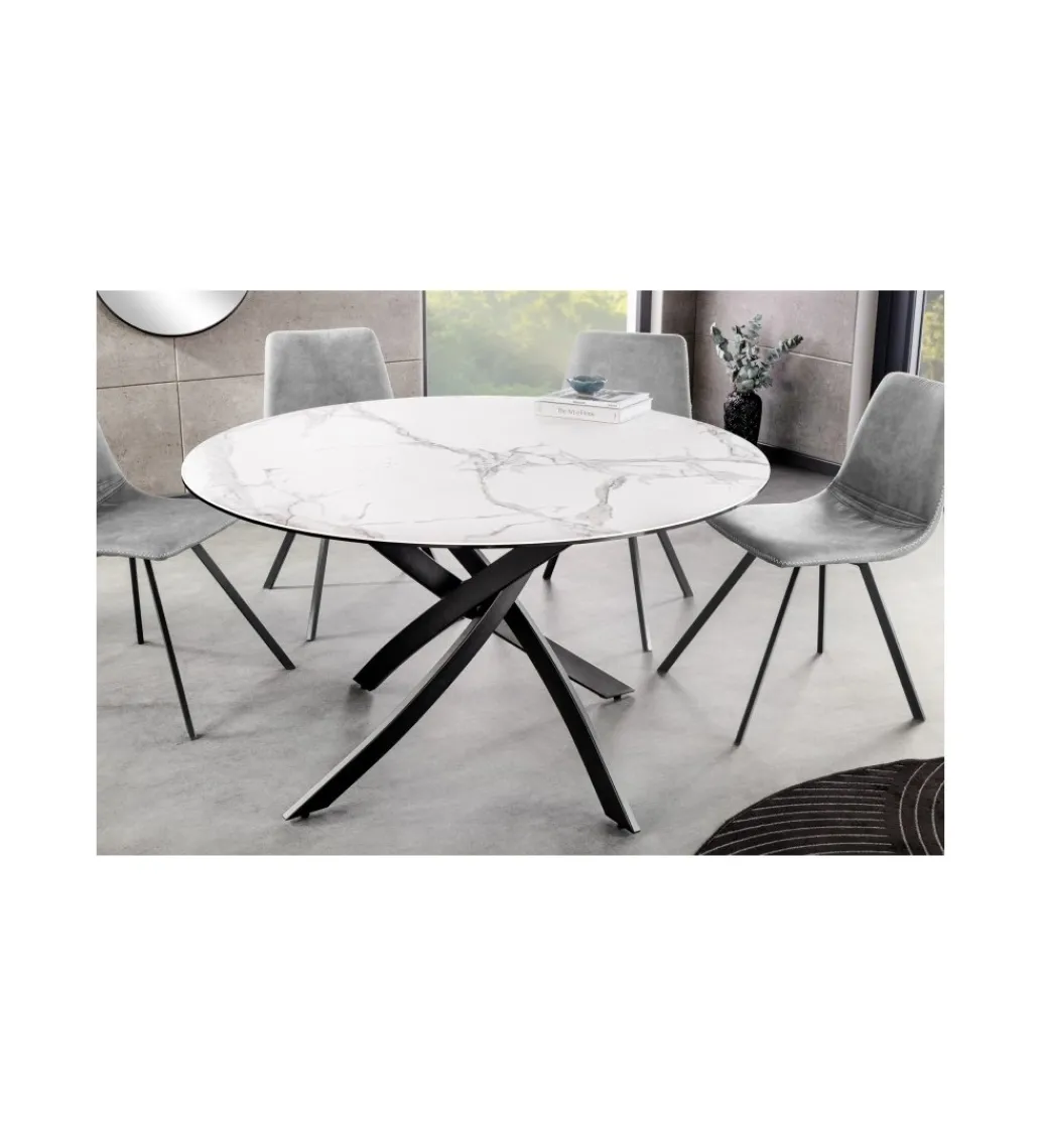 Stół ARKANSAS 120 cm ceramika w optyce białego marmuru*Invicta Interior Outlet