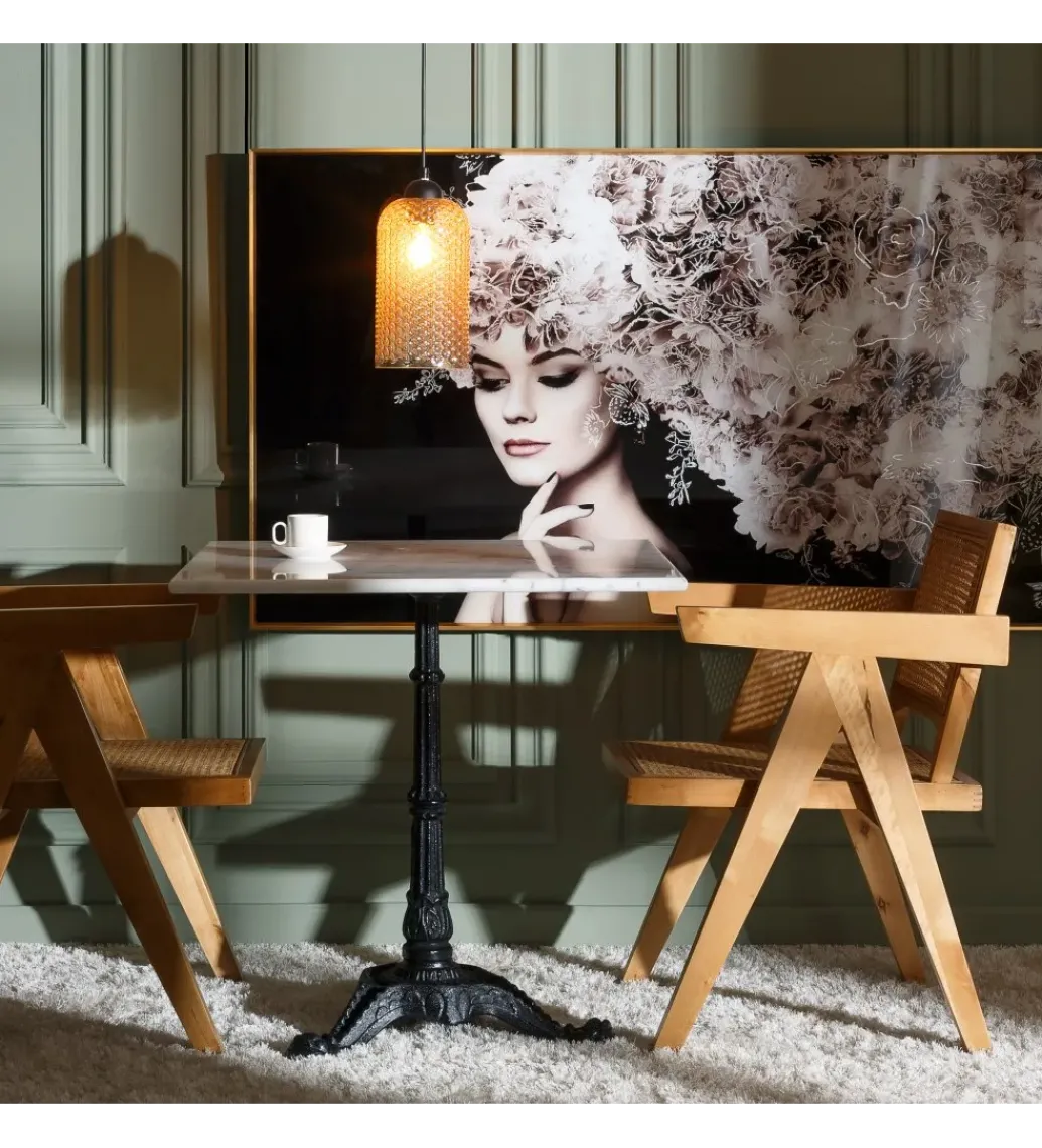 Stół AUESON 70 cm czarny blat w optyce marmuru*Zona-Design Hot